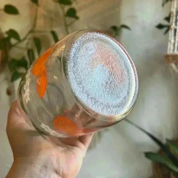 Vintage Anchor Hocking Orange Juice Decanter Retro Glass Carafe Pitcher Floral - Picture 3 of 6